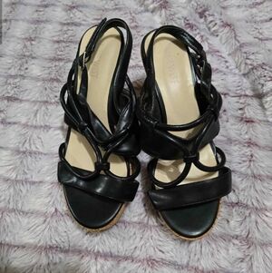 Elegant Black Leather Women's Sandals